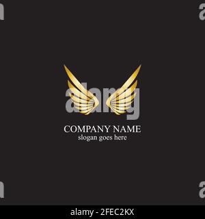 wings gold logo vector illustration template-vector Stock Vector