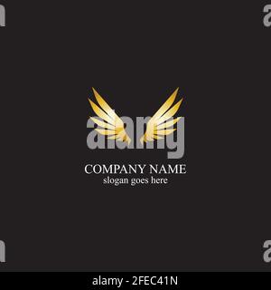 wings gold logo vector illustration template-vector Stock Vector