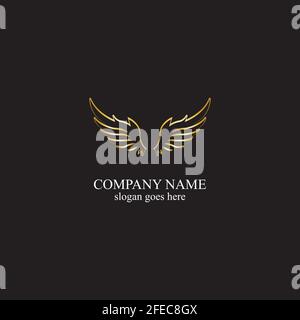 wings gold logo vector illustration template-vector Stock Vector