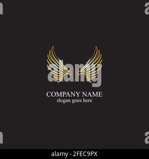 wings gold logo vector illustration template-vector Stock Vector