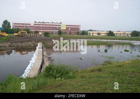 River dam repair construction works Stock Photo