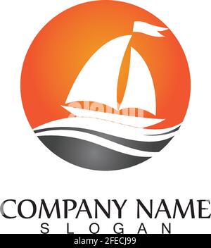 ocean cruise linear ship silhouette simple linear logo-vector Stock Vector