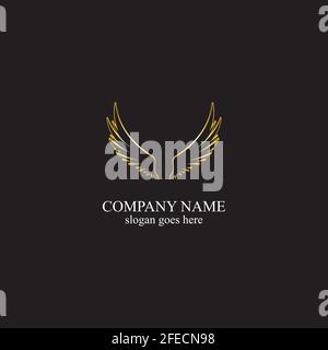 wings gold logo vector illustration template-vector Stock Vector