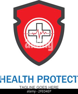 health protection with shield logo design vector template for medical or insurance company-vector Stock Vector
