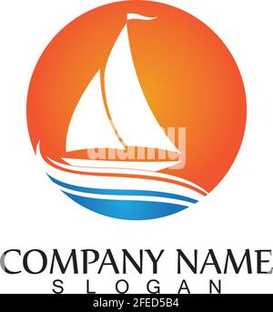 ocean cruise linear ship silhouette simple linear logo-vector Stock Vector