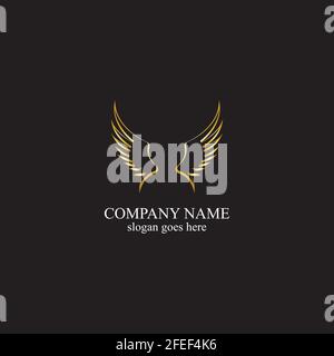 wings gold logo vector illustration template-vector Stock Vector