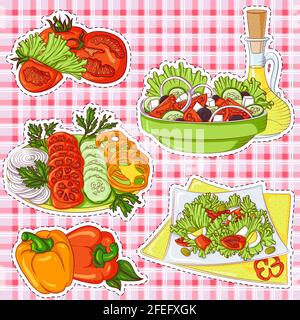 Salad Rau Sticker Vegetable stickers illustration Stock Vector Image & Art - Alamy