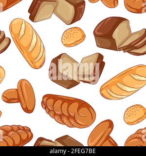 Seamless pattern various breads Stock Vector
