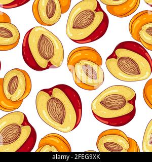Seamless pattern apricots Stock Vector