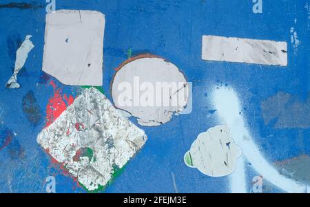 empty stickers on grunge background with smeared sprayed paint, free copy space Stock Photo