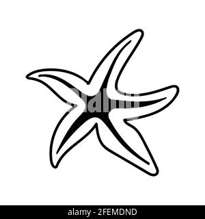 Hand drawn seastar. Starfish outline Sea star icon Stock Vector