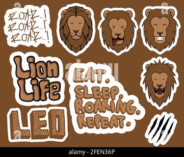 Lion stickers vector illustration Stock Vector