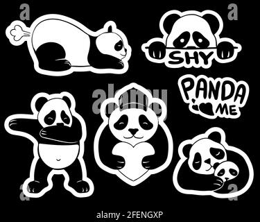 Cute panda stickers vector illustration Stock Vector