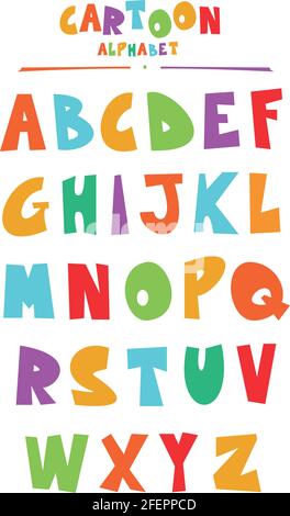 Funny cartoon style ABC for kids Stock Vector