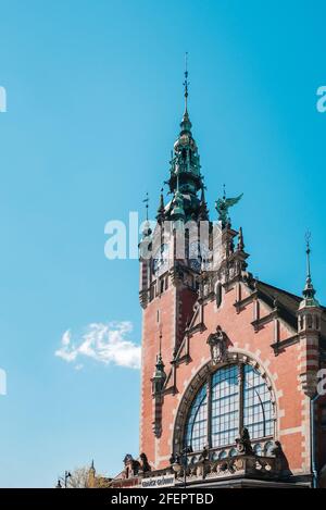 part of the building of the main railway station in gdansk poland Stock Photo