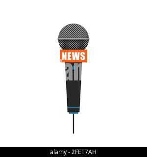Microphone image isolated. Radio and TV news or interviews. Vector illustration. Microphone icon Stock Vector