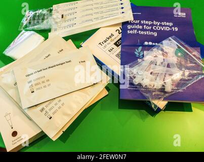 Covid-19 self-test Home kit. Stock Photo