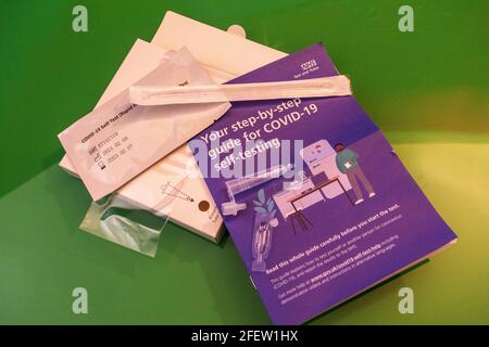 Covid-19 self-test Home kit. Stock Photo