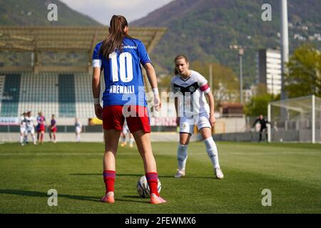 24.04.2021, Lugano, Stadio Comunale Cornaredo, 1/4 final - Swiss Cup women: FC  Lugano Femminile - FC Basel 1893, inside view of the stadium  (Switzerland/Croatia OUT Stock Photo - Alamy