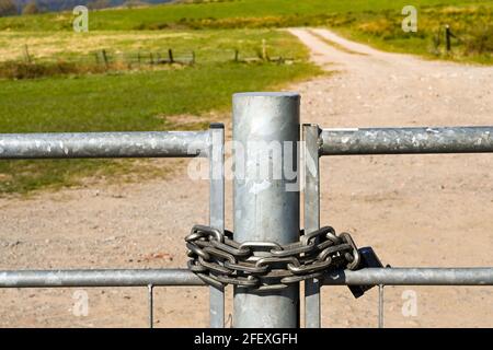 Chained Farm Gate Stock Photo - Alamy