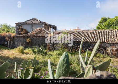Abandoned old farmhouse in a state of ruin in the village of Santiago del Teide, Tenerife, Canary Islands, Spain Stock Photo