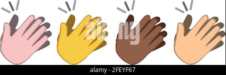 Vector illustration of different colored clapping hands emoticons Stock Vector