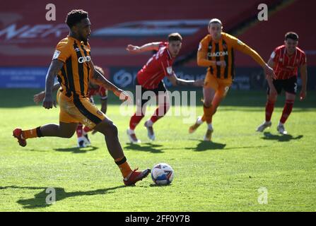 Hull City's Malik Wilks and Lincoln City's Liam Bridcutt battle for the ...