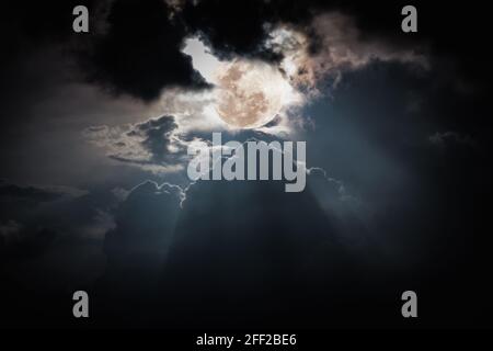 Attractive photo of a nighttime sky with clouds, bright full moon would ...