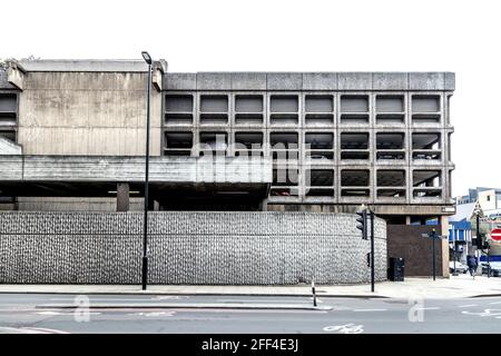 Brutalist style architecture, Minories Car Park in London, UK Stock Photo