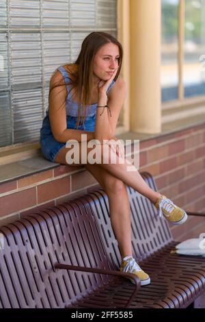 Dark Blonde Teen Waiting For A Train Stock Photo Alamy Dark Blonde Teen Waiting For A Train Stock Photo Alamy