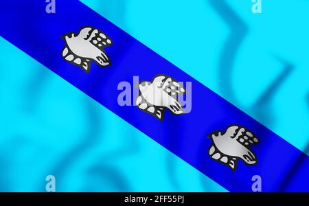 3D Flag of Kursk, Russia. 3D Illustration. Stock Photo