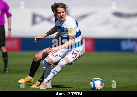 London, UK. 24th Apr, 2021. Stefan Johansen of Queens Park Rangers during the EFL Sky Bet Championship match between Queens Park Rangers and Norwich City at The Kiyan Prince Foundation Stadium, London, England on 24 April 2021. Photo by Salvio Calabrese. Editorial use only, license required for commercial use. No use in betting, games or a single club/league/player publications. Credit: UK Sports Pics Ltd/Alamy Live News Stock Photo