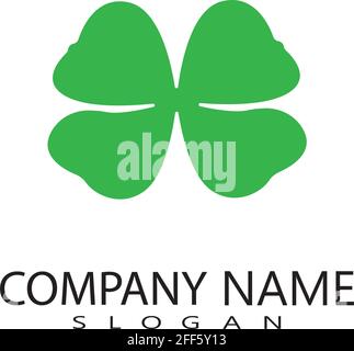 vector design of green clover leaf logo,luck icon flat design illustration-vector Stock Vector