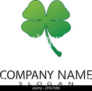vector design of green clover leaf logo,luck icon flat design illustration-vector Stock Vector