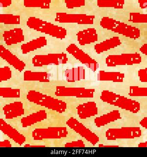 A lot of top secret red vintage grunge stamps on old yellow archive paper, seamless pattern Stock Vector