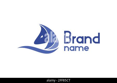 Sailing Horse Logo. Illustration of a sailing logo with a horse head design concept. Modern creative simple minimal and unique logo design. Stock Vector