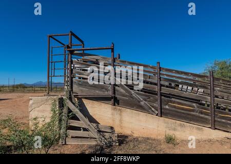 Corral and cattle loading chute at Empire Ranch and Las Cienegas National Conservation Area in Arizona, USA Stock Photo