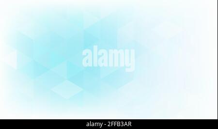 Abstract subtle background with gradient from pale turquoise to white textured by light blue triangles. Minimal raster graphic pattern Stock Photo