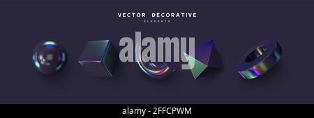 Set of 3d render primitives. Stock Vector