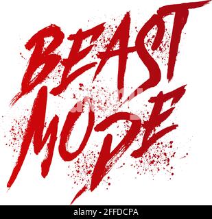 Beast mode word hand lettering. brush style letters on isolated ...
