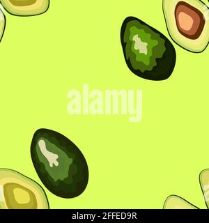 Fresh avocado hand draw seamless pattern.Natural and healthy nutrition. Organic food Stock Vector