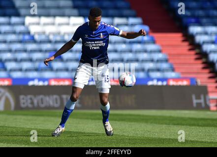 OLDHAM, UK. APRIL 24TH Stock action picture of Oldham Athletic's Kyle Jameson during the Sky Bet League 2 match between Oldham Athletic and Grimsby Town at Boundary Park, Oldham on Saturday 24th April 2021. (Credit: Eddie Garvey | MI News) Credit: MI News & Sport /Alamy Live News Stock Photo