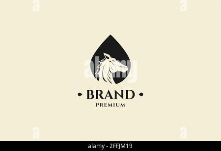 Water Drop Horse Logo Vector Design Template suitable for oil, farm, and other industry brand Stock Vector