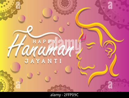 Happy Hanuman Jayanti wallpaper poster vector, beautiful festival greeting card illustration , wishes background banner design Stock Vector