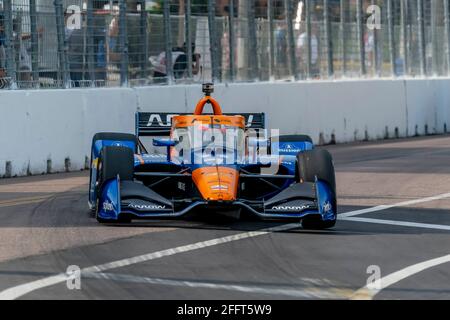 St. Petersburg, Florida, USA. 23rd Apr, 2021. FELIX ROSENQVIST (7) of Varnamo, Sweden practices for the Firestone Grand Prix of St. Petersburg at the Streets of St. Petersburg in St. Petersburg, Florida. Credit: Walter G Arce Sr Grindstone Medi/ASP/ZUMA Wire/Alamy Live News Stock Photo