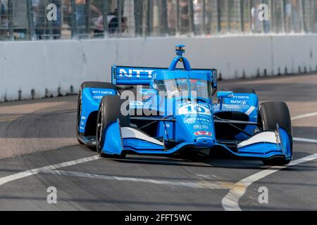 St. Petersburg, Florida, USA. 23rd Apr, 2021. ALEX PALOU (10) of Barcelona, Spain practices for the Firestone Grand Prix of St. Petersburg at the Streets of St. Petersburg in St. Petersburg, Florida. Credit: Walter G Arce Sr Grindstone Medi/ASP/ZUMA Wire/Alamy Live News Stock Photo