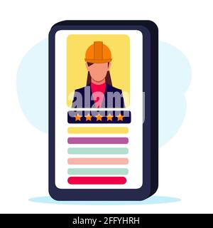 freelancer rating on smartphone concept vector illustration Stock Vector