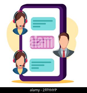 customer service on smartphone concept vector illustration Stock Vector