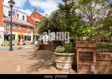 Easton, MD, USA 04-16-2021: View from the Thompson Park and the City center of the historic town of Easton, the seat of Talbot County on the Eastern s Stock Photo