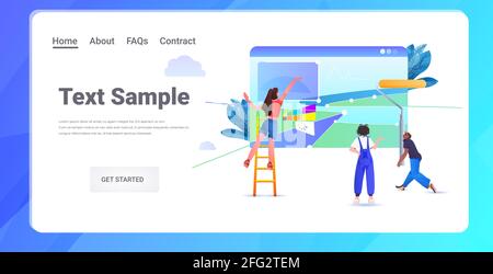 mix race developers team creating website ui web application development program software optimization Stock Vector